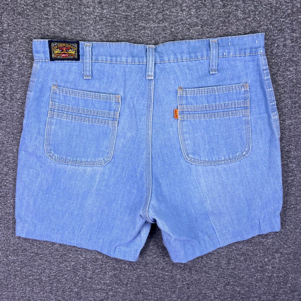 VTG 70s Levis 4406-0811 Denim Shorts Men 34 Light Blue Orange Tab Talon 42 Retro - Picture 9 of 13
